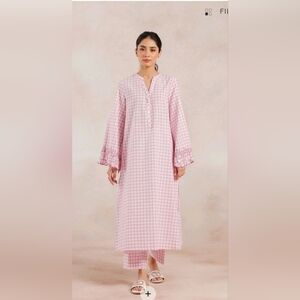 Pink Gingham 2pc Set from Ethnic.pk